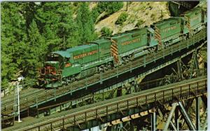 KEDDIE ,CA California  4 DIESEL UNITS WP RAILROAD on Keddie WYE  1974 Postcard