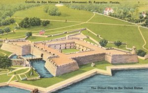 Vintage Postcard Castillo De San Marcos National Monument St. Augustine Florida