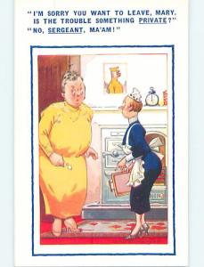 Bamforth comic signed FAT WOMAN TALKING TO HER SKINNY MAID HL3224