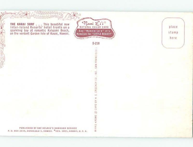 Pre-1980 HOTEL SCENE Kauai Hawaii HI G9647