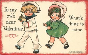 Postcard C-1910 Valentine Mary Eleanor George Children artist impression 23-8309