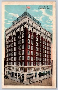 Louisville Kentucky~Tyler Hotel St View~USA Flag~Lamps~Terracotta~1920s Postcard