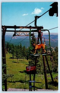 LEAD, SD South Dakota ~ LARGE DOG on SKI LIFT c1950s Lawrence County Postcard