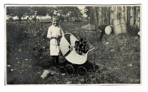 Old photograph - child with stroller -  @ 2-1/2X4