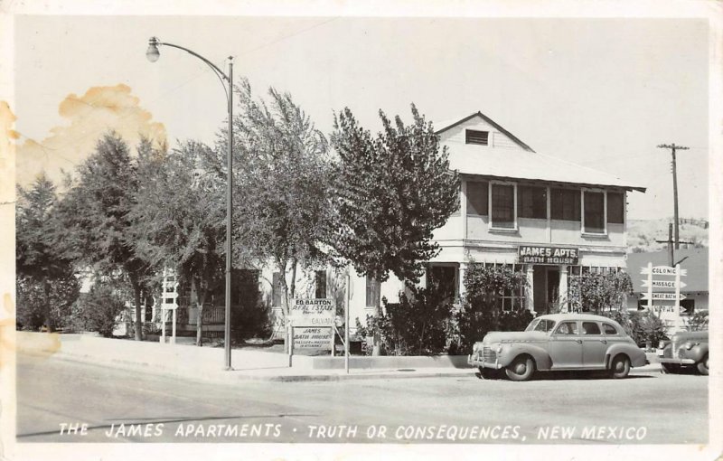 RPPC JAMES APARTMENTS Truth Or Consequences, New Mexico 1953 Vintage Postcard