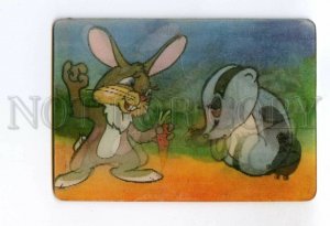 487136 USSR 1986 Kayukov cartoon per click hare badger lenticular 3D CALENDAR