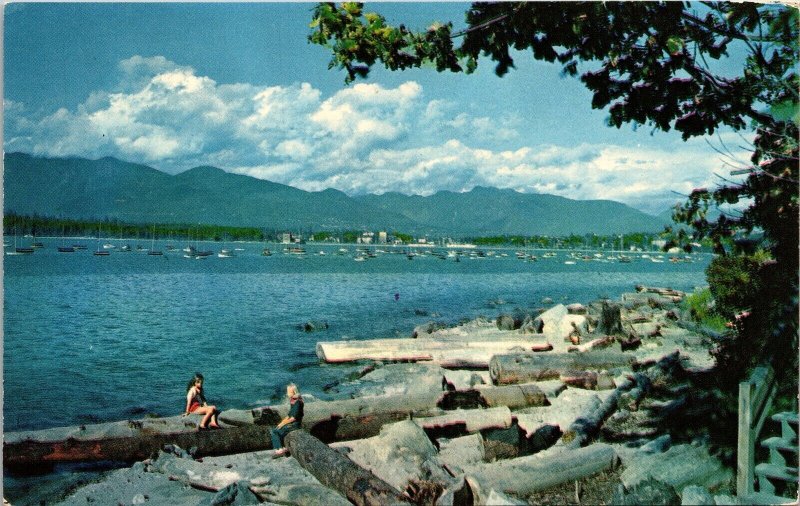 English Bay Vancouver BC Canada British Columbia Postcard VTG UNP Vintage Unused 