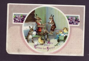Antique Easter-2 Dressed Rabbits postcard Ellen Clapsaddle 1911