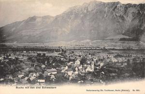 Buchs Switzerland Birdseye View Of City Scenic Mountain Antique Postcard K17571