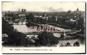 Old Postcard Paris Panorama of the Seine and the Cite