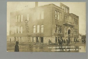 Melrose MINNESOTA RPPC 1914 FIRE RUINS High School nr St. Cloud Sauk Centre Avon
