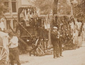 Blue Island ILLINOIS RPPC 1908 MARKET DAY Horse Show SALES BOOTH Tack nr Chicago