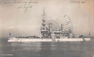 RPPC USS INDIANA BATTLESHIP MILITARY ROTOGRAPH REAL PHOTO POSTCARD 1905
