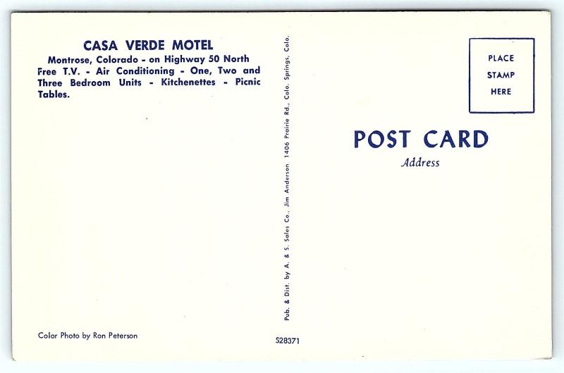 Postcard CO Montrose Casa Verde Motel 1950's Old Car 