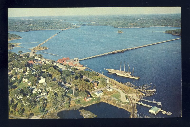 Wiscasset, Maine/ME Postcard, Aerial Of Yacht Club, Sheepscot River