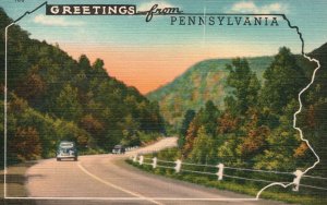 Vintage Postcard 1930's Greetings Pennsylvania 67 Countries 1 Indian Reservation