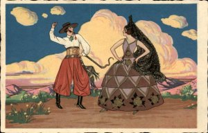 Art Deco Glamour Fashion Spanish Costume Dance Vintage Postcard