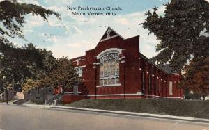 Mount Vernon Ohio New Presbyterian Church Street View Antique Postcard K92124