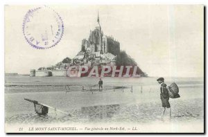 Old Postcard Mont Saint Michel General view North East Fishing Fisherman