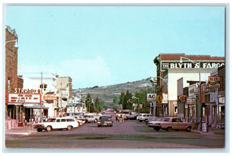 c1950's View Of Main Street Strand Cars Evanston Wyoming WY Vintage Postcard