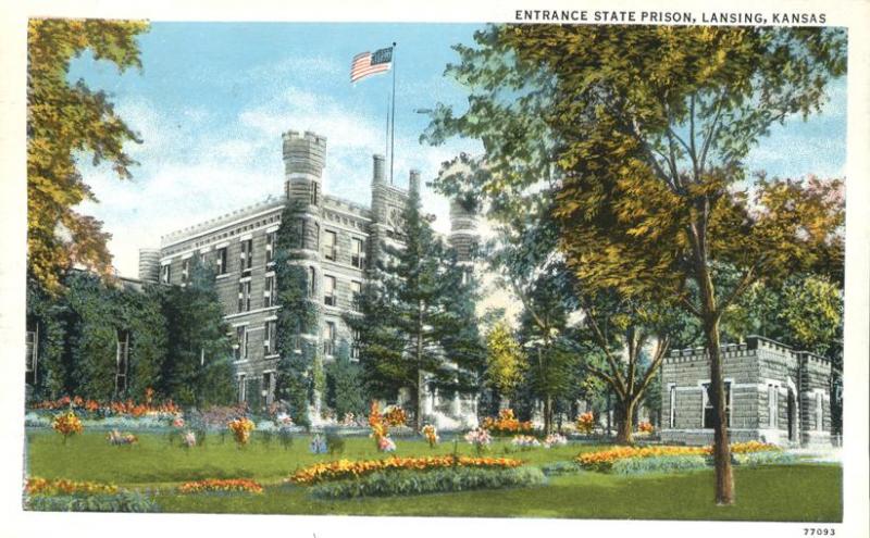 Entrance to State Prison - Lansing KS, Kansas - pm 1936 - WB