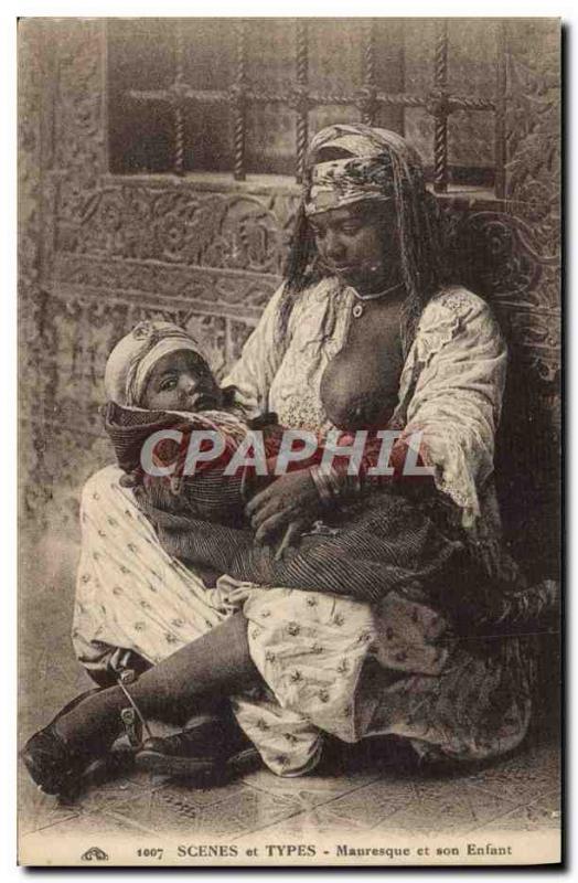 Old Postcard Eastern Beauty Moorish and child