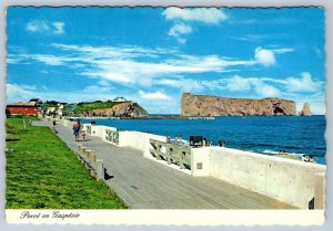 Promenade And Perce Rock, Perce Quebec Canada, Chrome Postcard