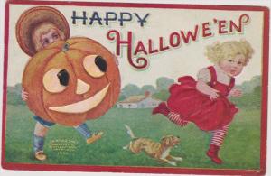 LP78          Halloween, vintage postcard,  children, PU1908