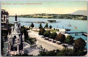 Geneve Quai du Leman et Monument Brunswick Geneva Switzerland Postcard