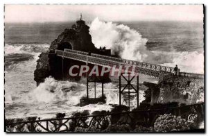 Old Postcard St Jean de Luz sea and mountains Biarritz the storm to the rock ...