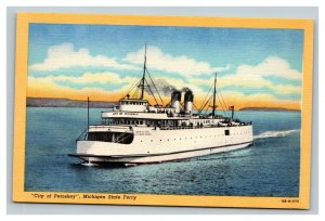 Vintage 1940's Postcard City of Petoskey Michigan State Ferry Lake Michigan