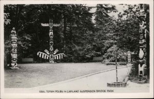 Vancouver BC Capilano Suspension Bridge Park Totem Poles Vintage RPPC PC