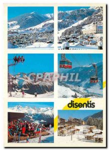 Postcard Modern mit dem Skigebiet Disentis