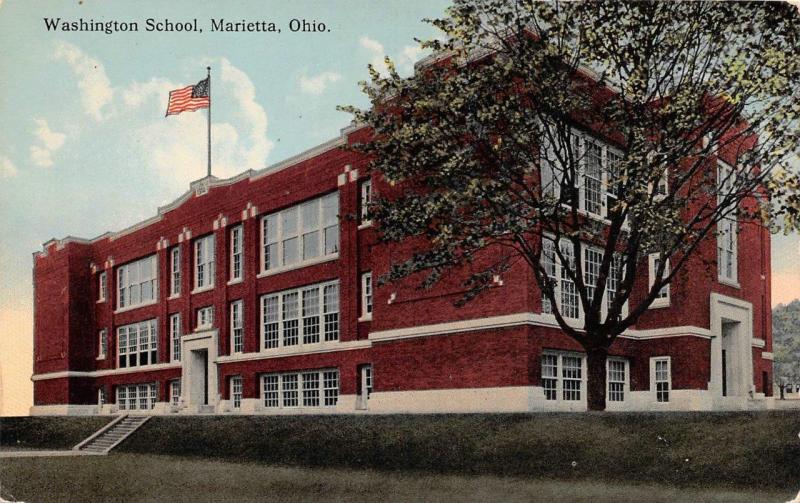 MARIETTA, OH Ohio WASHINGTON SCHOOL c1910's Postcard United States
