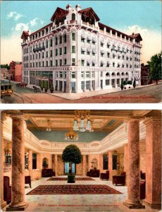 2~ca1910's Postcards Sacramento, CA California  HOTEL SACRAMENTO & LOBBY VIEW