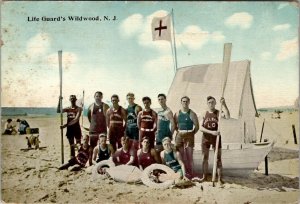 Lifeguards on the Beach Wildwood NJ 1915 to Lincoln City DE Postcard T20