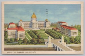 Linen~Capital Park Extension~Harrisburg Pennsylvania~JB Hoffman~PM 1937 Postcard