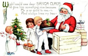 c1920s Christmas Santa Clause Children Presents Color Embossed Whitney Postcard