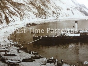 Dorset LULWORTH COVE Showing Passenger Ferry Moored at Beach - Old RP Postcard