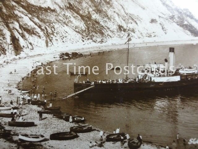 Dorset LULWORTH COVE Showing Passenger Ferry Moored at Beach - Old RP Postcard