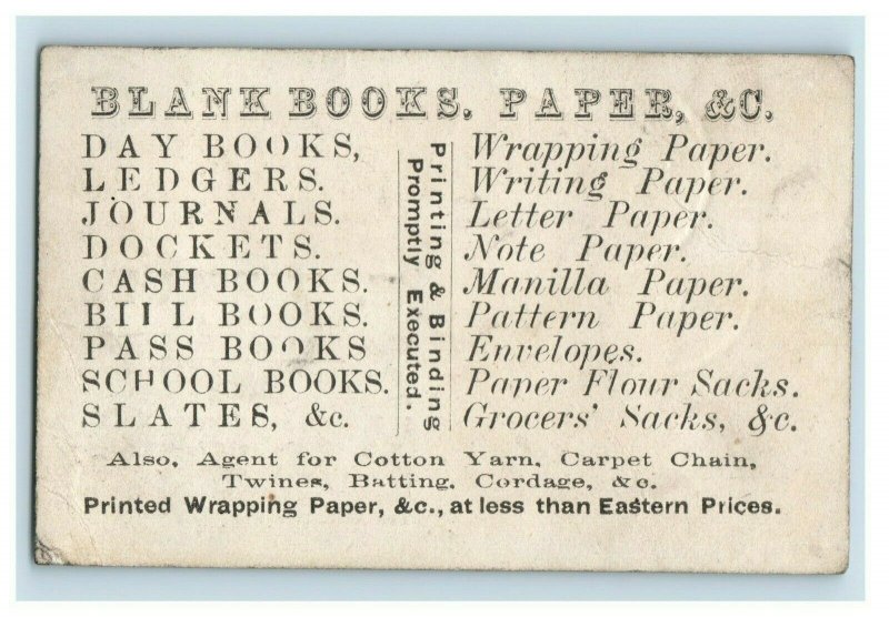 1880's H. Elliott Blank Books Paper Co. Zanesville, OH Children & Puppy Dog P173