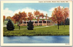 Lagoon And Pavilion Benson Park Omaha Nebraska NB Grounds Lake Trees Postcard
