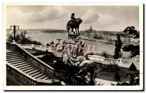 Old Postcard Budapest Kilatus has Kiralyi var kertjebol Aussicht vom Burggart...