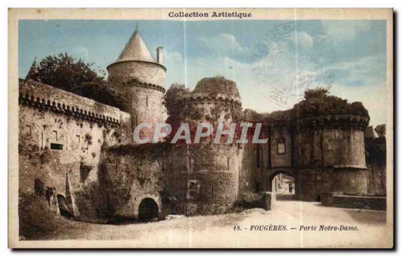 Old Postcard Fougeres Porte Notre Dame