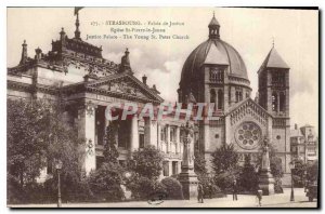 Old Postcard Strasbourg Courthouse Church of Saint Peter the Younger