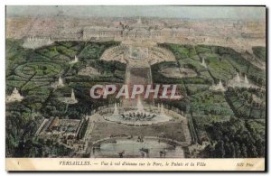 Old Postcard Versailles View A Bird On A Flight Park and the City Palace