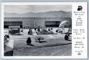 Bowie Arizona AZ Postcard RPPC Photo Garden Of Home On The Range Motel c1940's