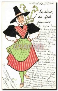 Postcard Old Woman Costume Folklore London