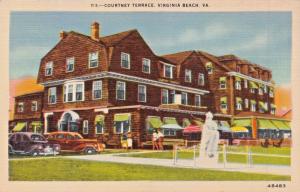 VIRGINIA BEACH VA COURTNEY TERRACE-OLD CARS POSTCARD 1940s