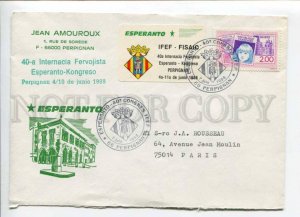 421391 FRANCE 1988 year Esperanto congress Perpignan real posted COVER w/ label